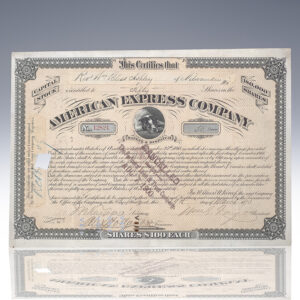 William Fargo Signed Stock Certificate for American Express Company.