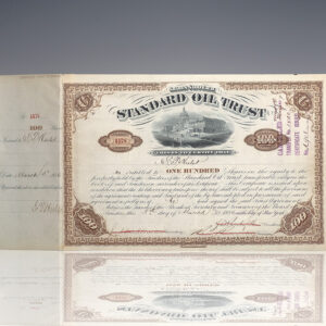 John D. Rockefeller and John Archbold Signed Standard Oil Trust Stock Certificate.