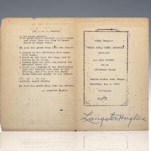 Langston Hughes Signed Howard University Sorority Afternoon Forum Program.
