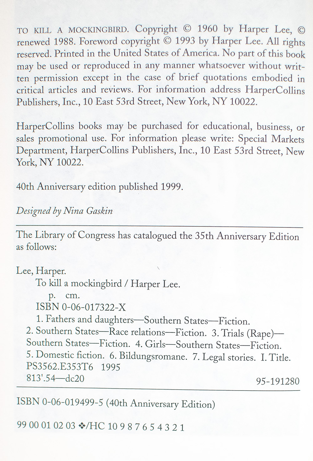 To Kill A Mockingbird.