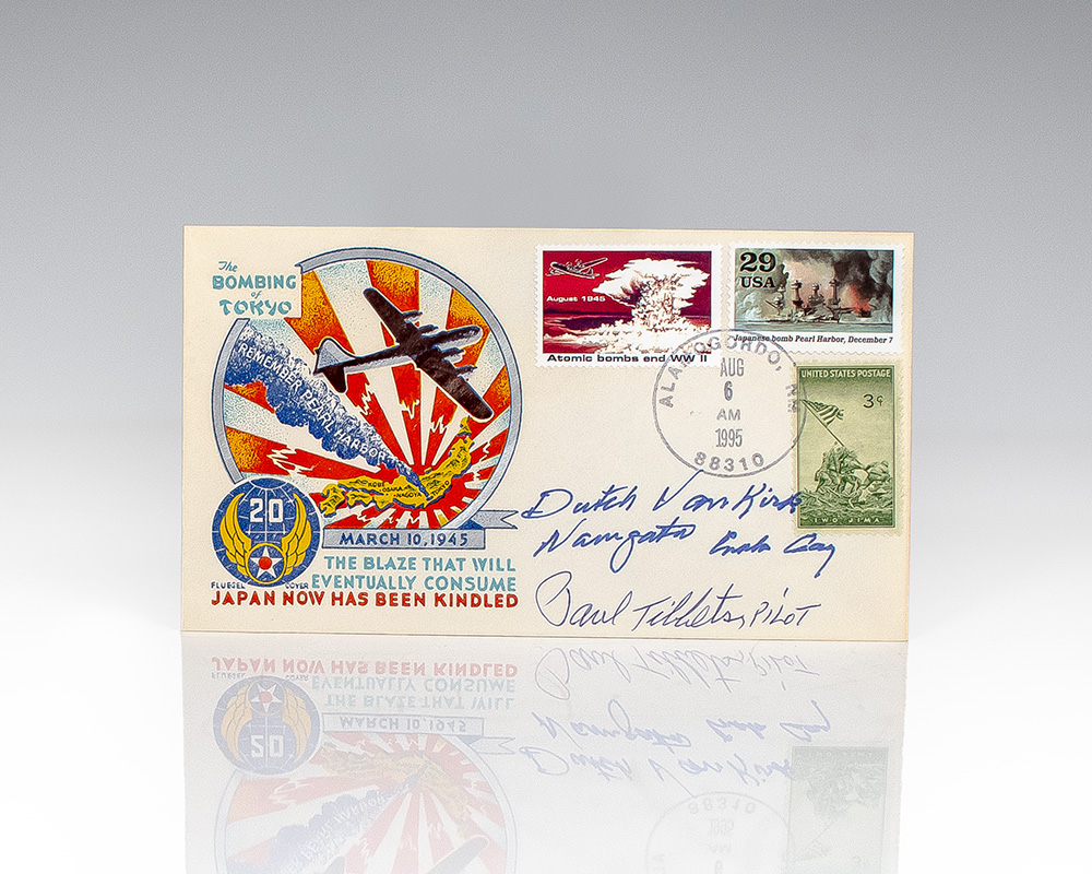 Paul Tibbets and Theodore “Dutch” Van Kirk Signed 50th Anniversary First Day Cover.