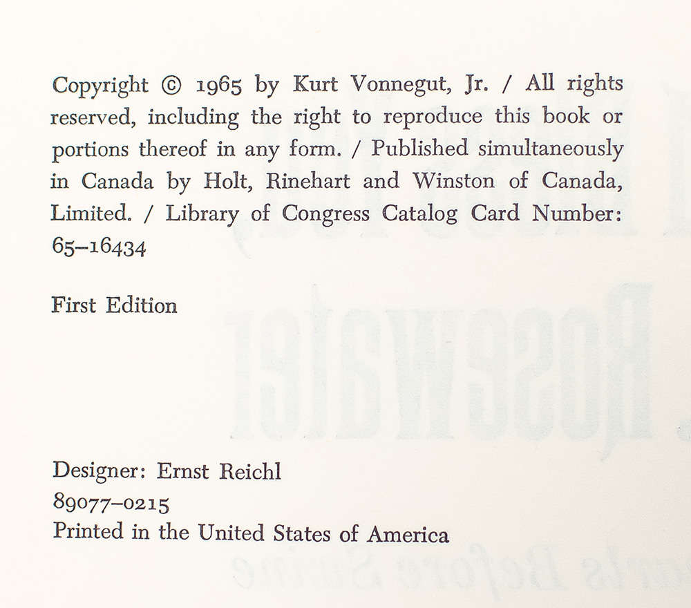 God Bless You, Mr. Rosewater or Pearls Before Swine.