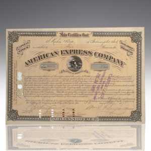 William Fargo Signed Stock Certificate for American Express Company.