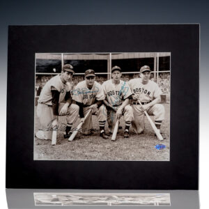 Ted Williams, Dom DiMaggio, and Bobby Doerr Signed Photograph.