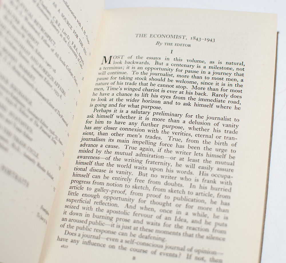 The Economist 1843-1943: A Centenary Volume.