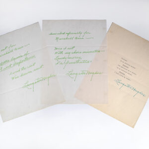 Three Autograph Poems Signed By Langston Hughes.