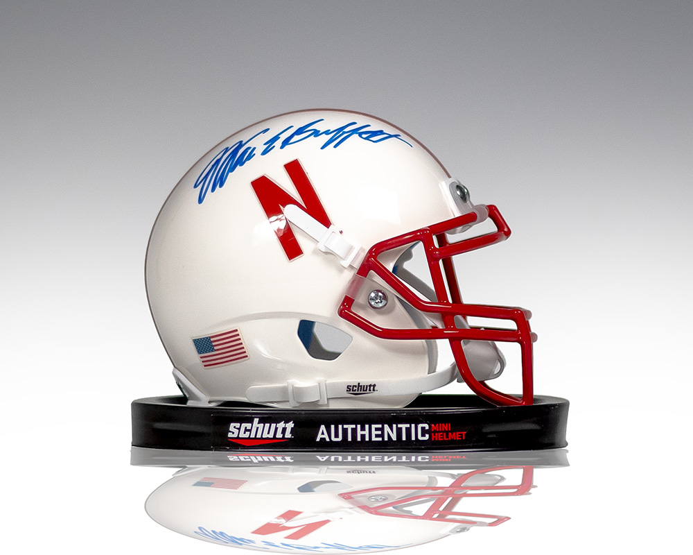 Warren Buffett Signed Nebraska Cornhuskers Mini Helmet.