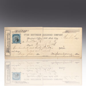 Brigham Young Signed Utah Southern Railroad Company Check.