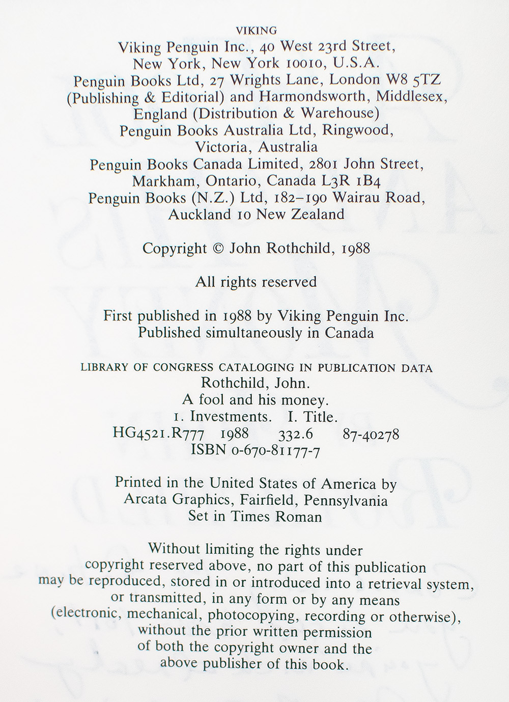 A Fool and His Money: The Odyssey of an Average Investor.