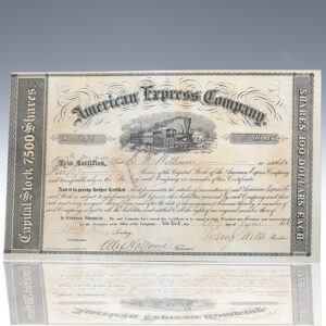 Henry Wells and William Fargo Signed Stock Certificate for American Express Company.