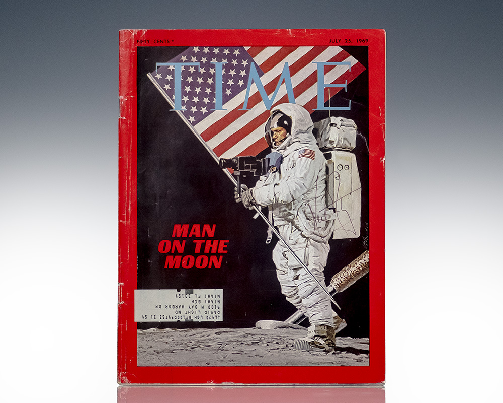 Neil Armstrong Signed Time Magazine “Man on the Moon”.