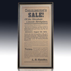Broadside Advertisement of Abraham Lincoln's Birthplace, The Lincoln Spring Farm.