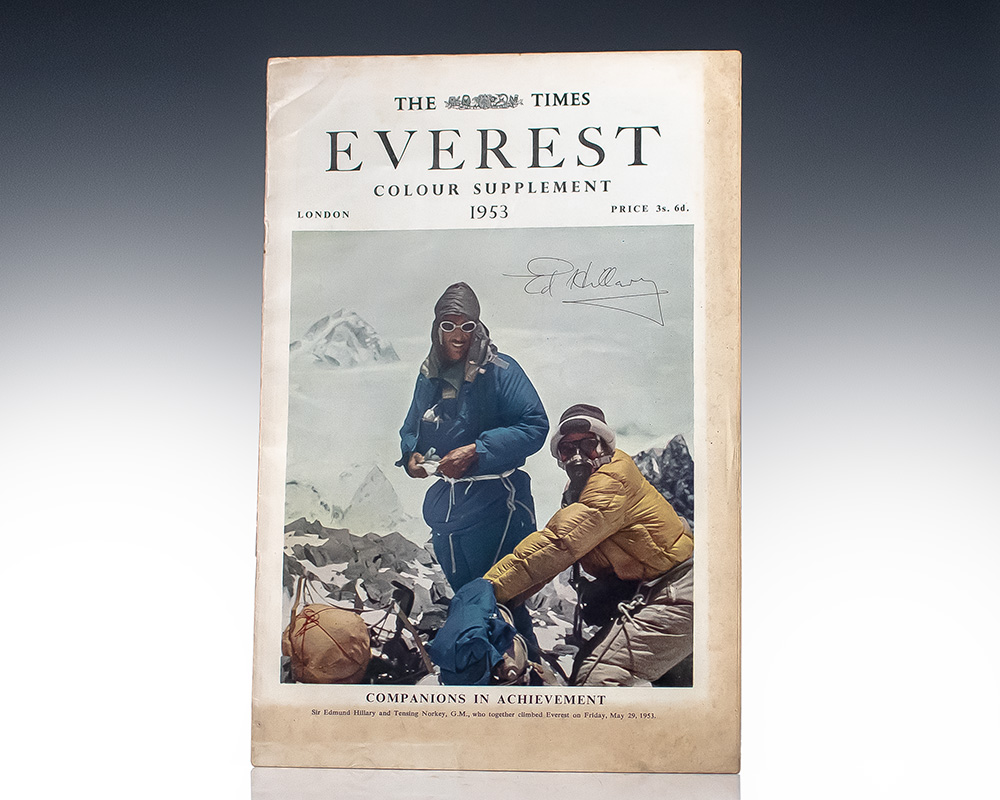 Edmund Hillary Signed 1953 The Times: Everest Colour Supplement.