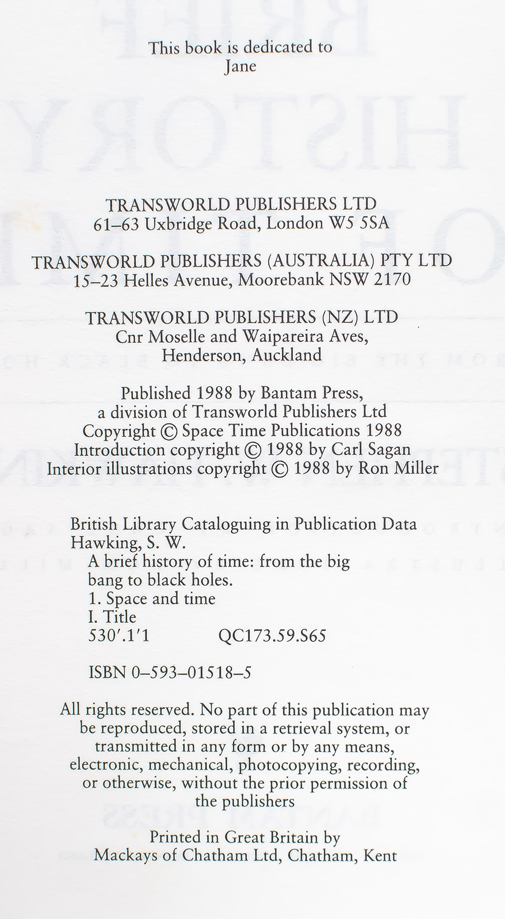 A Brief History of Time: From the Big Bang to Black Holes.