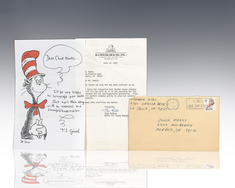 Dr. Seuss Signed Cat in the Hat Print.