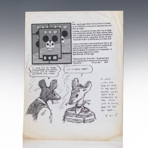 Raw 3 Magazine Call For Submissions Print with Personalized Drawing Inscribed by Art Spiegelman.