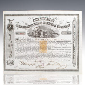 William Fargo Signed Stock Certificate for American Merchants Union Express Company.
