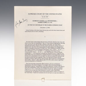 Bush v. Gore United States Supreme Court Ruling Signed Document.