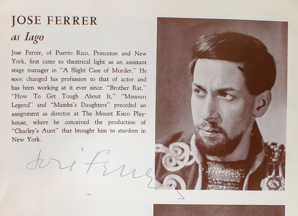 Paul Robeson as Othello: The Moor of Venice; Theatrical Program Signed by Paul Robeson and Jose Ferrer.