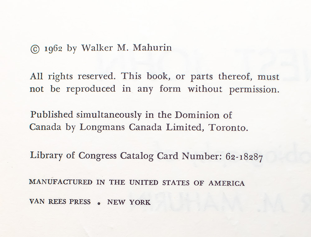 Honest John: The Autobiography of Walker M. Mahurin.