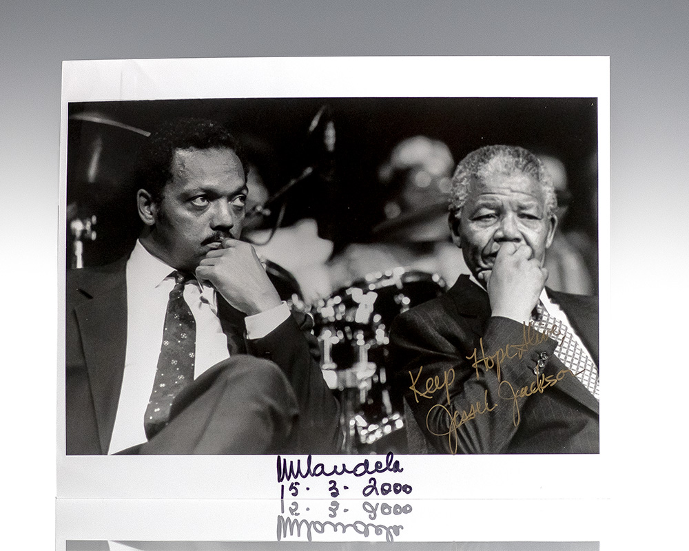 Nelson Mandela and Jesse Jackson Signed Photograph.