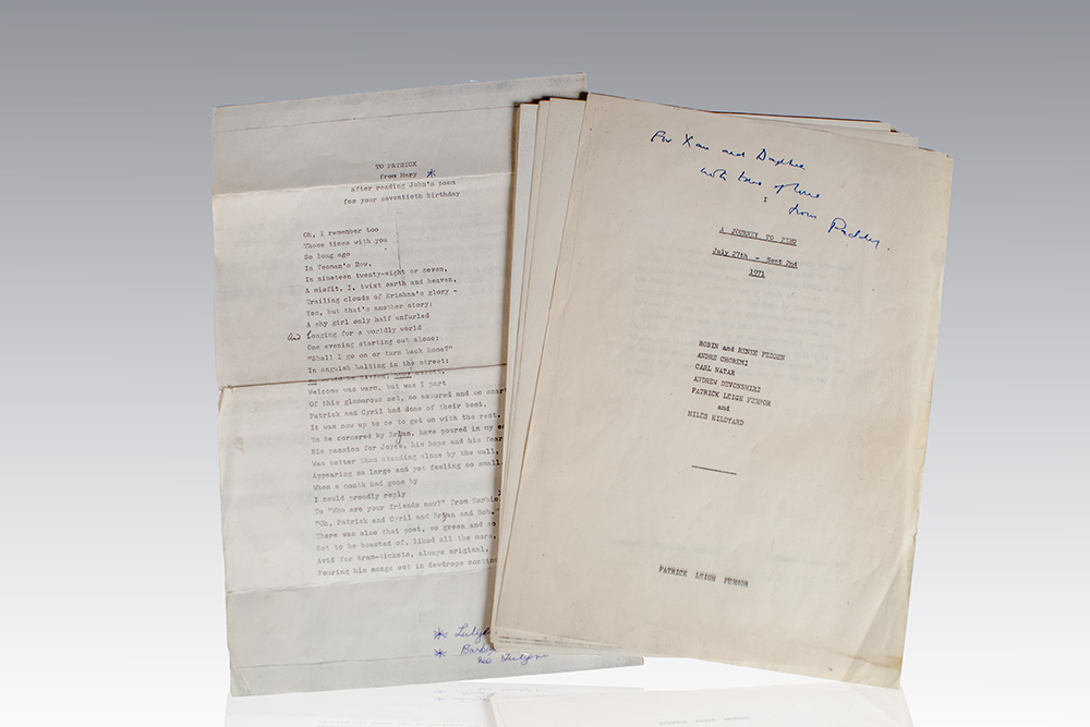 Stack of vintage typed and handwritten manuscript pages