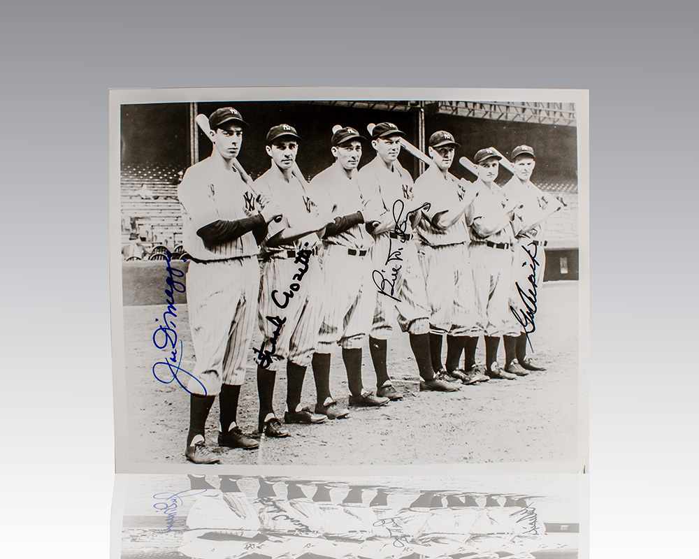 Historic Yankees lineup holding bats