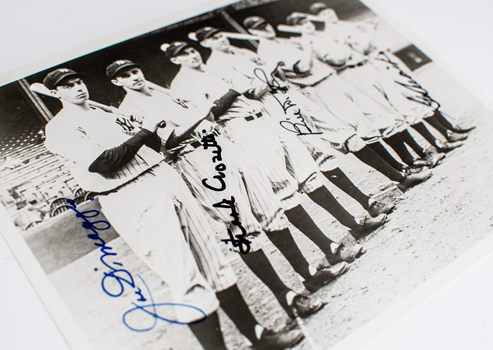Joe DiMaggio, Frank Crosetti, Bill Dickey, and George Selkirk Signed Photograph.