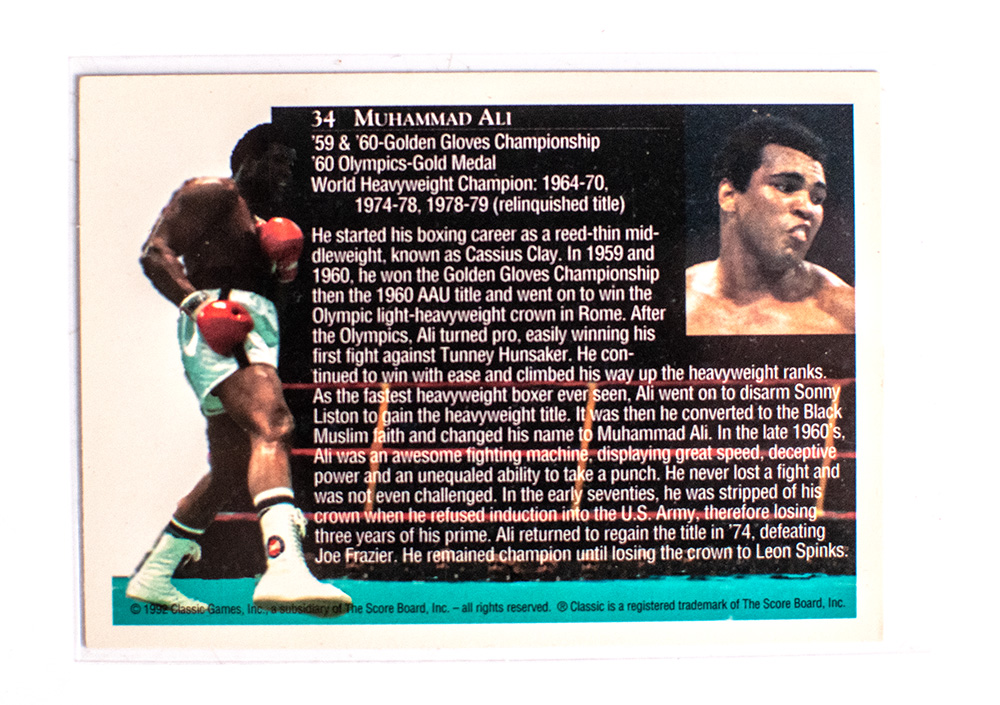 Muhammad Ali Signed Classic World Class Athletes Card.