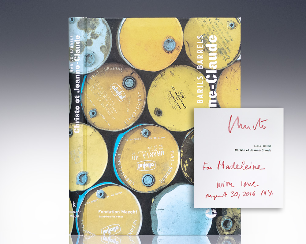 First edition of Christo et Jeanne-Claude's Barils, Barrels; From the Library of Madeleine Albright