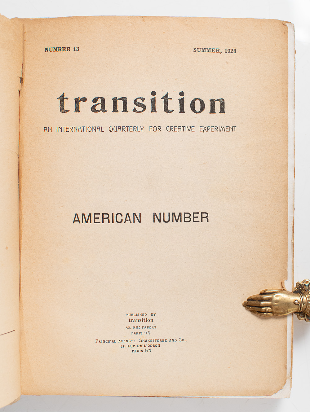 Transition: An International Quarterly for Creative Experiment. Number 13. Summer, 1928.