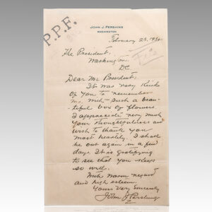 John J. Pershing Autograph Letter Signed to President Herbert Hoover.