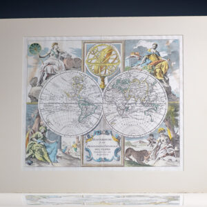 Hand-colored antique world map