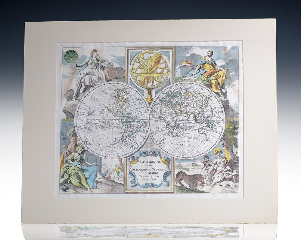 Hand-colored antique world map