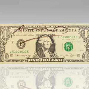 Andy Warhol Signed Miniature Facsimile One Dollar Bill.