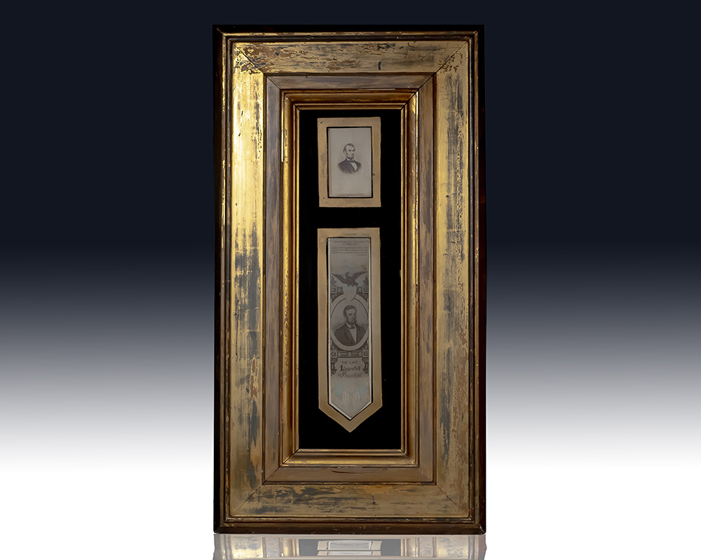 Abraham Lincoln Carte-de-visite and “Late Lamented President Lincoln” Memorial Ribbon.