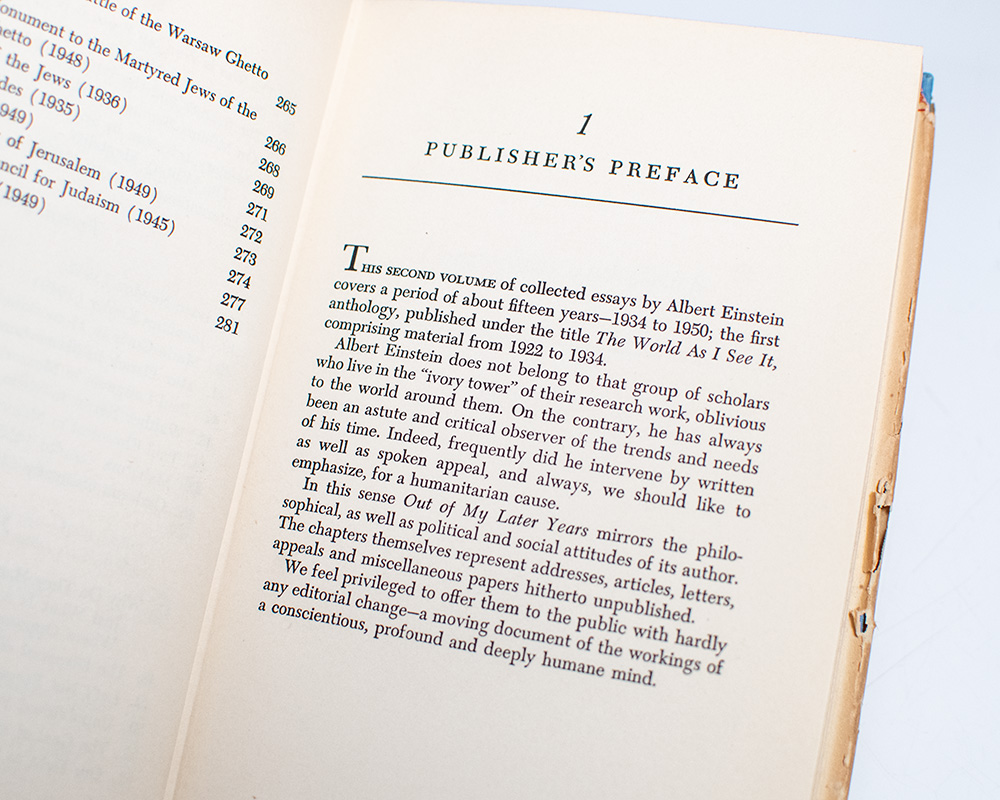 Out of My Later Years.