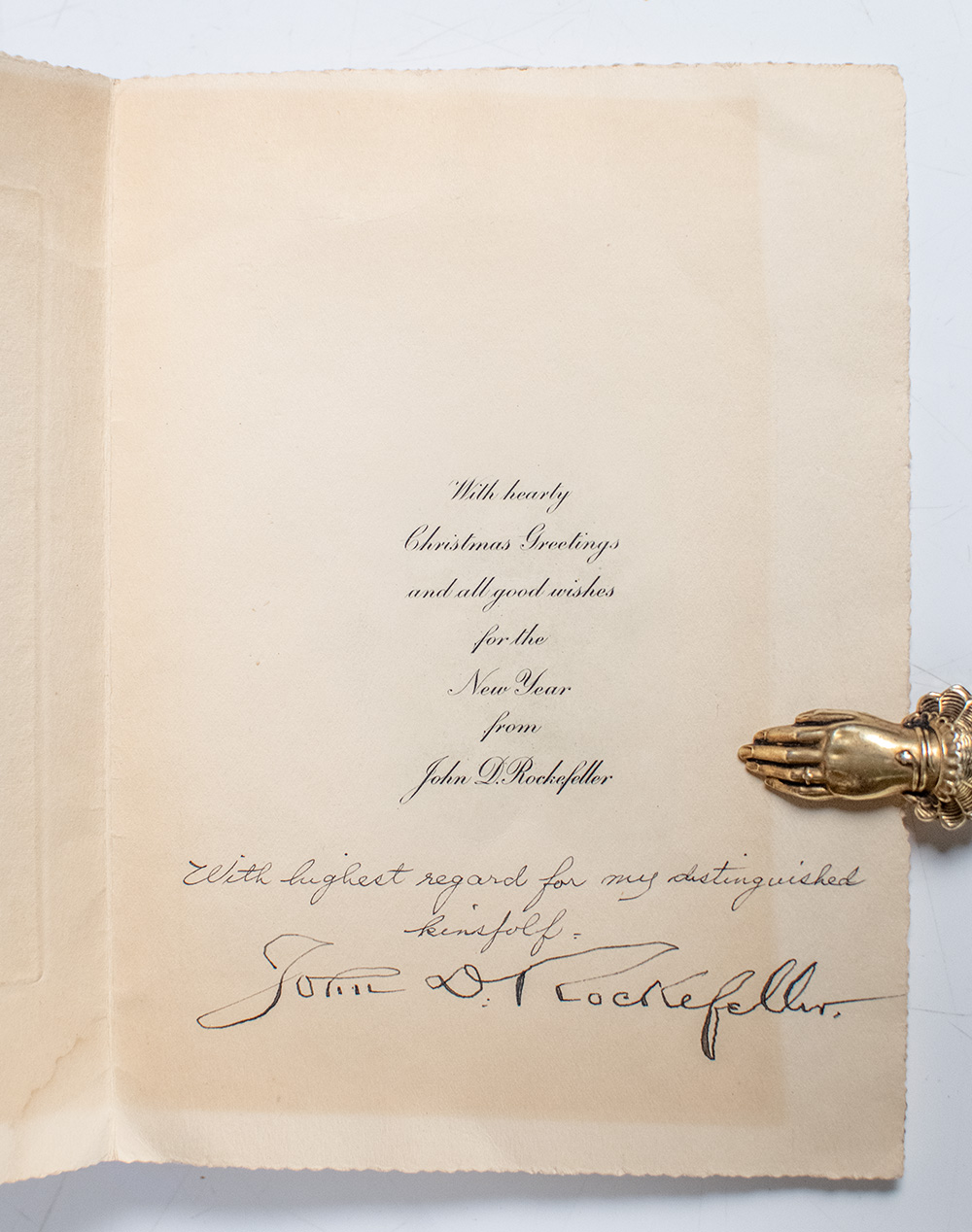 John D. Rockefeller Signed Christmas Card.