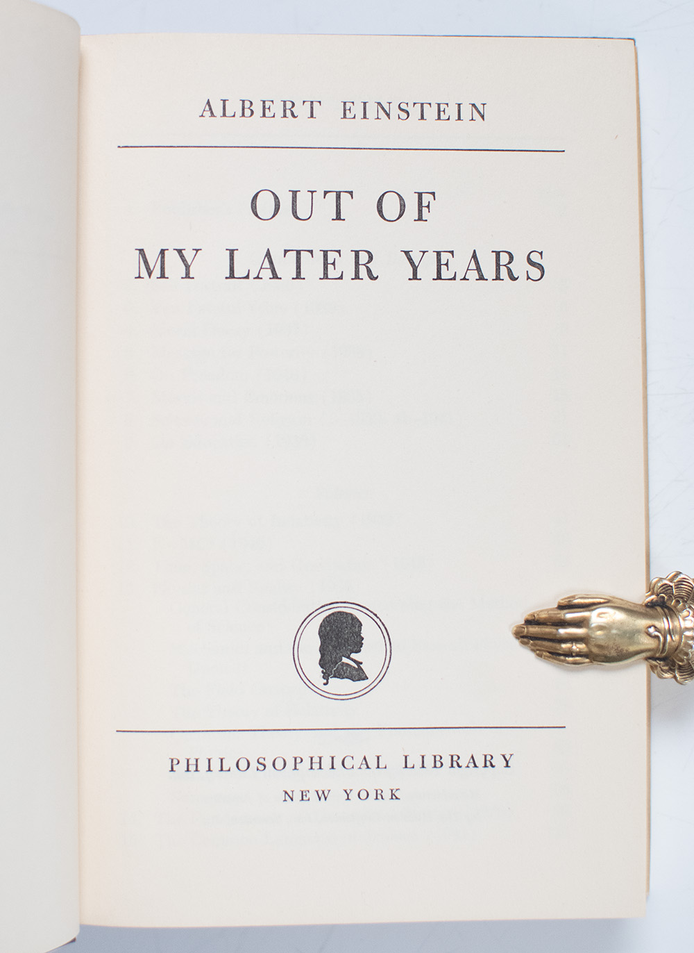 Out of My Later Years.