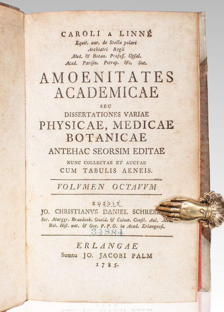 Amoenitates Academicae: seu Dissertationes Variae Physicae, Medicae, Botanicae. Volumen Octavum. [Academic Delights: or Various Dissertations on Physics, Medicine, and Botany. Volume Eight].