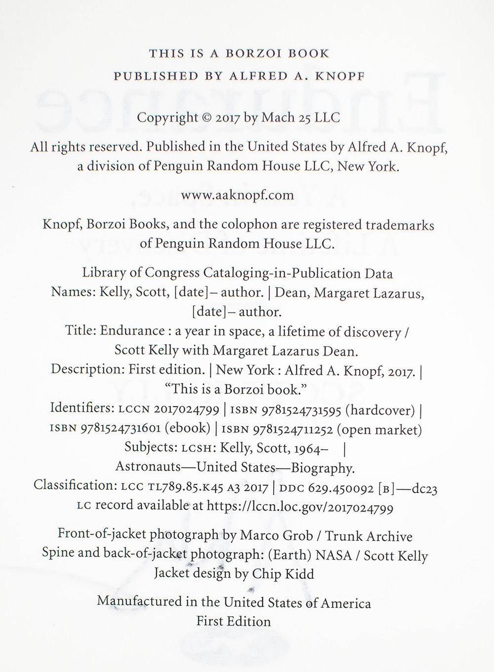 Endurance: A Year in Space, A Lifetime of Discovery.