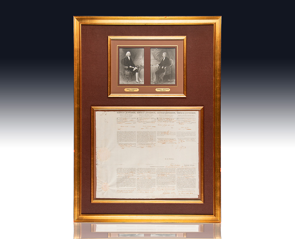 Thomas Jefferson and James Madison Signed Ship’s Passport.