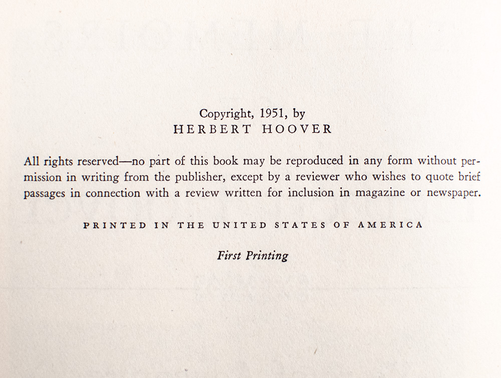 The Memoirs of Herbert Hoover: 1874-1920 Years of Adventure.