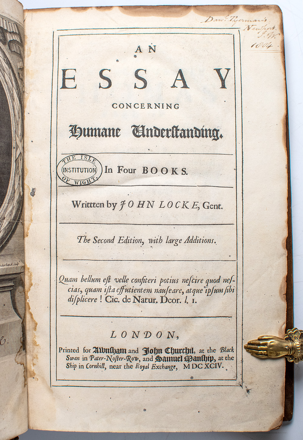 An Essay Concerning Humane Understanding: In Four Books.