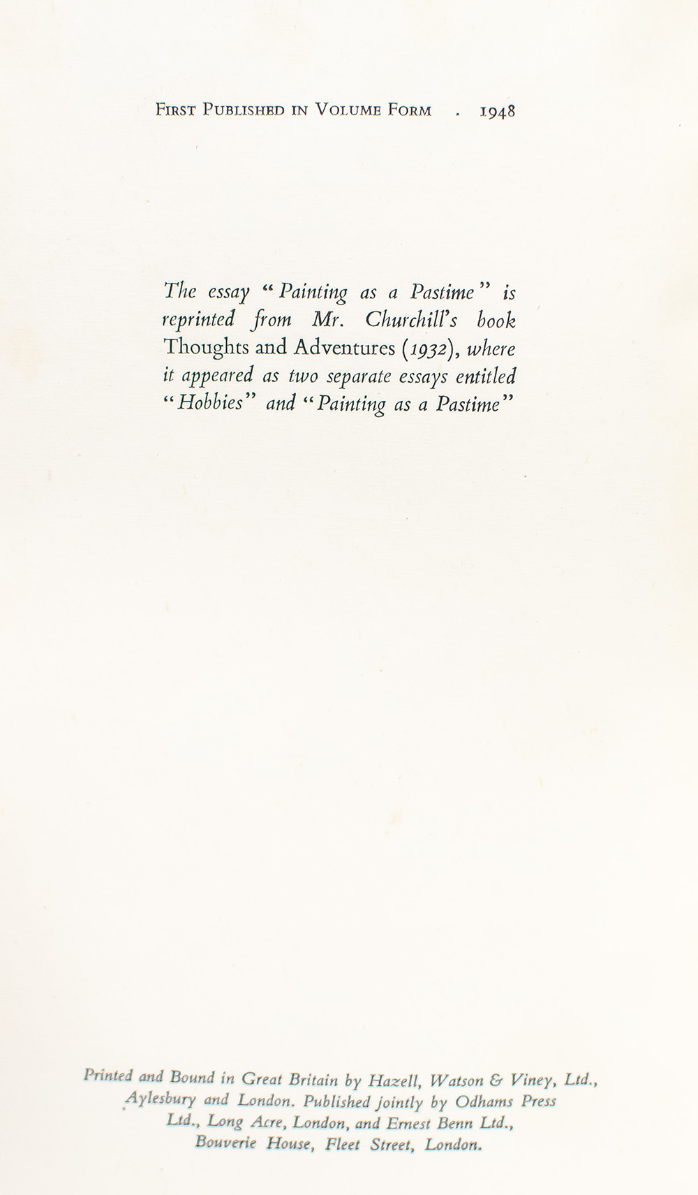 Painting As A Pastime.