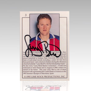Larry Bird Signed 1992 Lime Rock Silver Hologram Card.