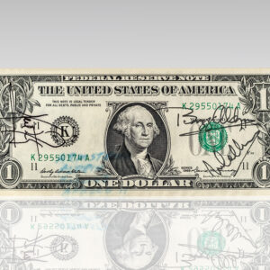 Neil Armstrong, Buzz Aldrin, and Michael Collins Signed Dollar Bill.