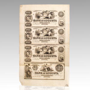 Bank of Augusta Uncut Banknote Sheet.