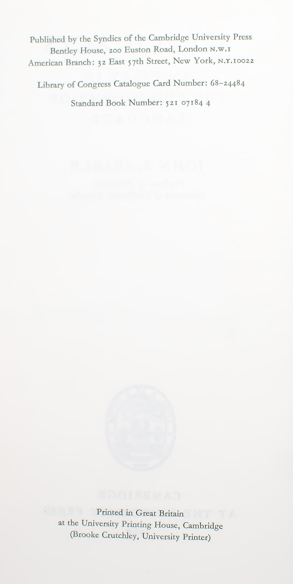 Speech Acts: An Essay in the Philosophy of Language.