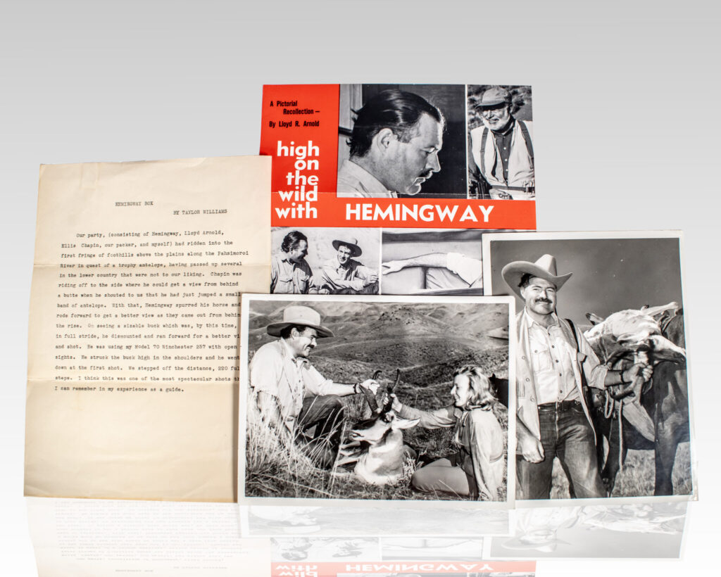 Taylor Williams Typed Letter Recollecting About Ernest Hemingway. [with] Ernest Hemingway Photographs.